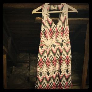 Chevron Pink & Brown Retro Style A Line Dress